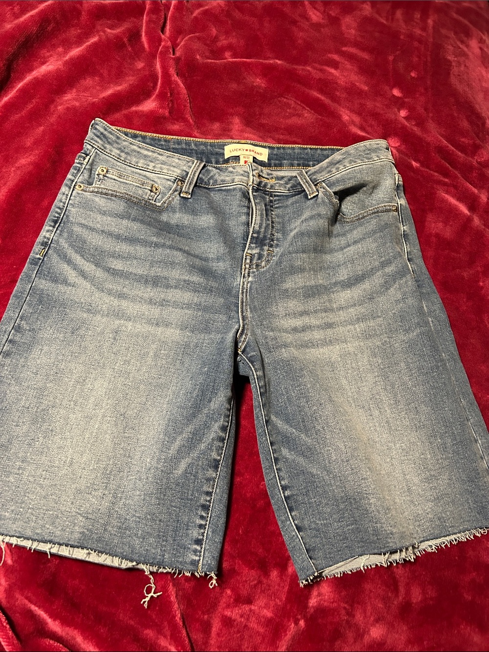 Lucky Brand Medium Blue Rolled Hem Denim Bermuda Shorts